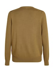 Calvin Klein Green 100% Cotton Modern Crew Neck Jumper - Image 6 of 6