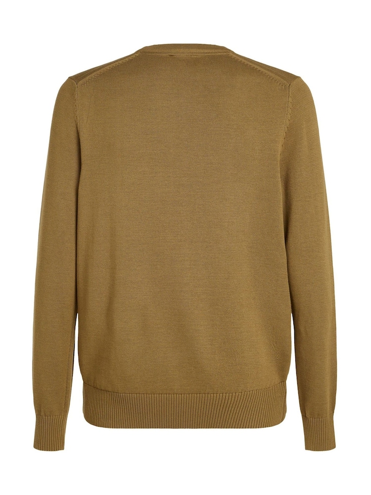Calvin Klein Green 100% Cotton Modern Crew Neck Jumper - Image 6 of 6