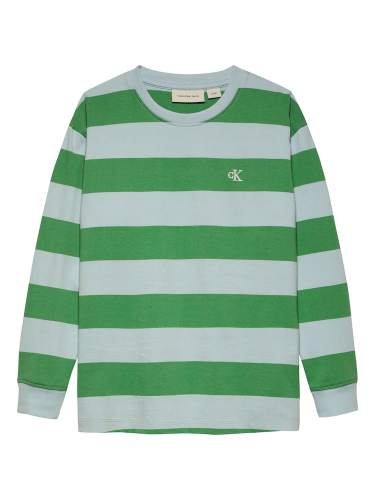 Calvin Klein Green 100% Cotton Shifted Picture Long Sleeve T-Shirt - Image 1 of 1