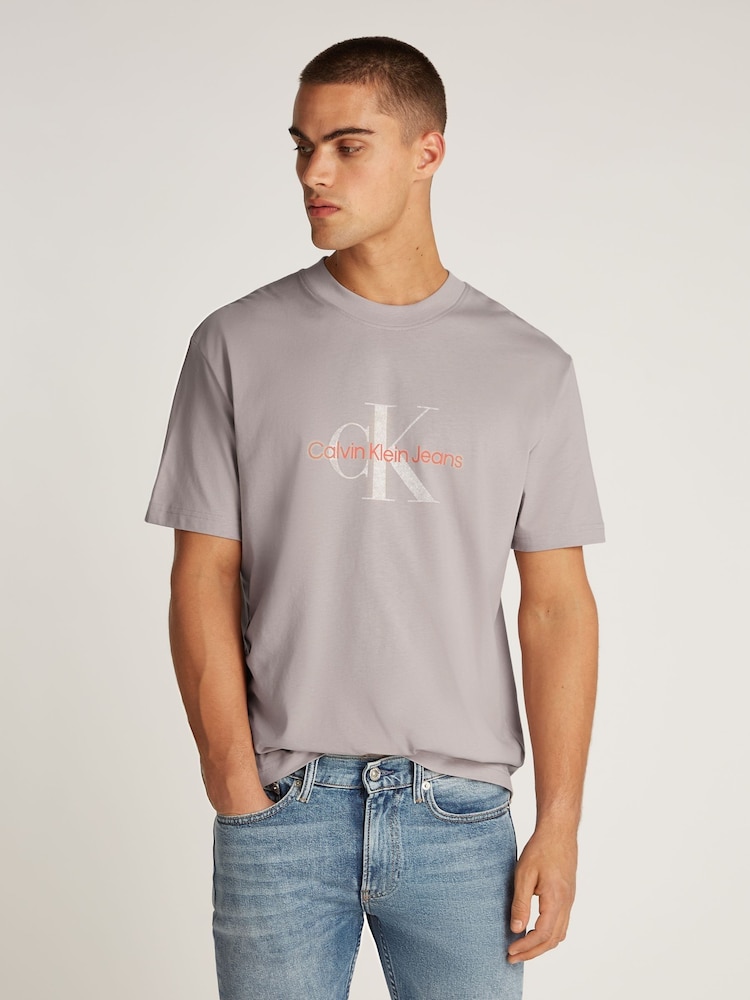 Коричневий - Calvin Klein 100% Cotton Monologo футболки - Image 1 of 6