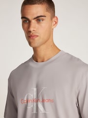 Коричневий - Calvin Klein 100% Cotton Monologo футболки - Image 3 of 6