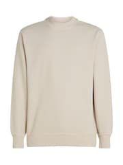 Calvin Klein Cream Washed 100% Cotton Sweatshirt - Image 5 of 6