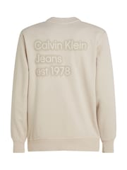 Calvin Klein Cream Washed 100% Cotton Sweatshirt - Image 6 of 6