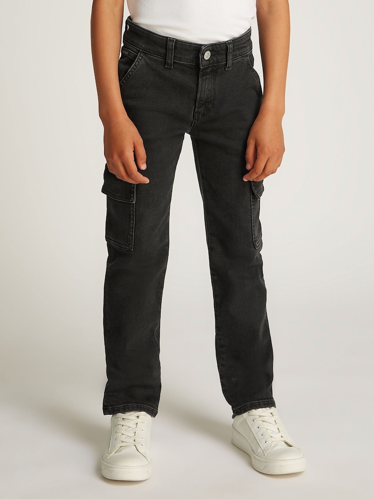 Calvin Klein Black Mid Rise Straight Cargo Jeans - Image 1 of 5