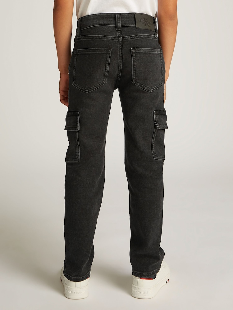 Calvin Klein Black Mid Rise Straight Cargo Jeans - Image 2 of 5