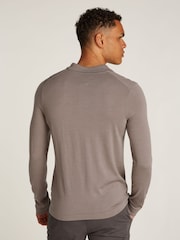 Calvin Klein Grey Italian Merino Silk Long Sleeve Polo Shirt - Image 2 of 6