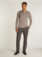 Calvin Klein Grey Italian Merino Silk Long Sleeve Polo Shirt - Image 3 of 6