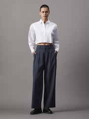 Calvin Klein Blue Tailored Low Rise Wide Leg Trousers - Image 1 of 5