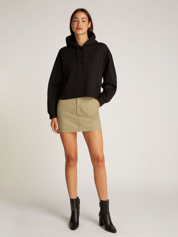 Calvin Klein Black Relaxed Embroidered Hoodie - Image 1 of 4