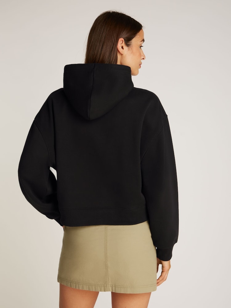 Calvin Klein Black Relaxed Embroidered Hoodie - Image 2 of 4