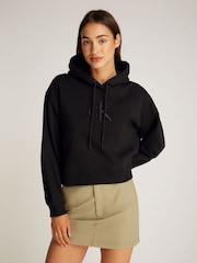 Calvin Klein Black Relaxed Embroidered Hoodie - Image 3 of 4