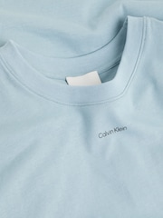 Calvin Klein Blue Regular Fit Nano Logo 100% Cotton T-Shirt - Image 7 of 7