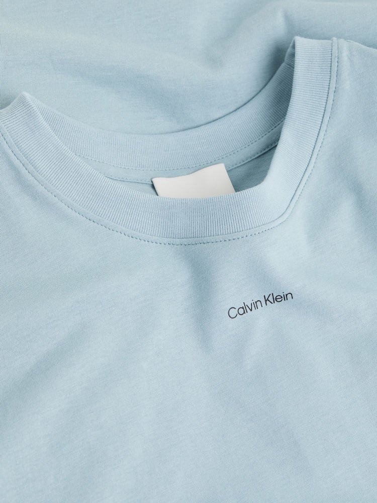 Calvin Klein Blue Regular Fit Nano Logo 100% Cotton T-Shirt - Image 7 of 7