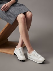 Calvin Klein White Lace up Suede Runner Trainers - Image 1 of 8