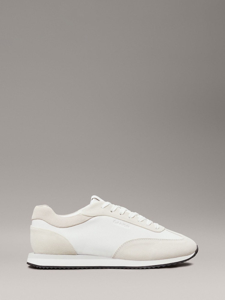 Calvin Klein White Lace up Suede Runner Trainers - Image 2 of 8