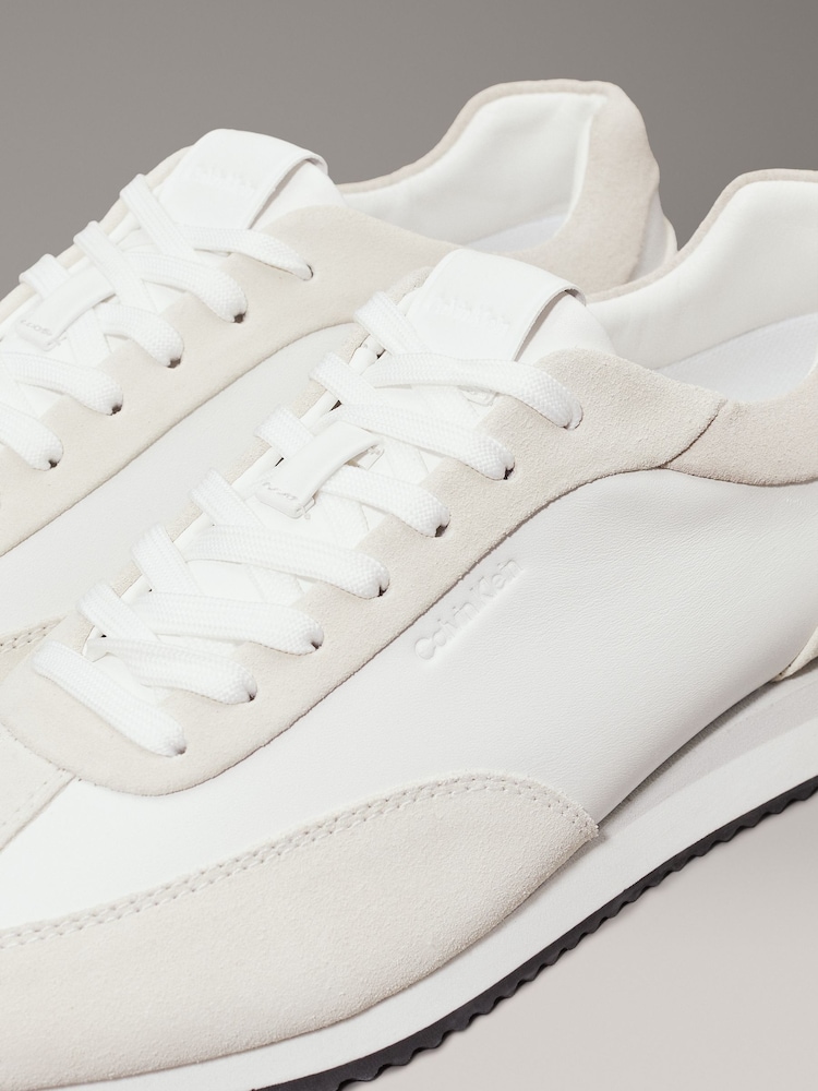 Calvin Klein White Lace up Suede Runner Trainers - Image 8 of 8
