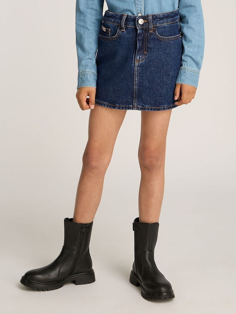 Calvin Klein Blue Denim Mini Skirt - Image 1 of 5