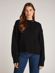 Calvin Klein Black Logo Embroidered Jumper - Image 1 of 6