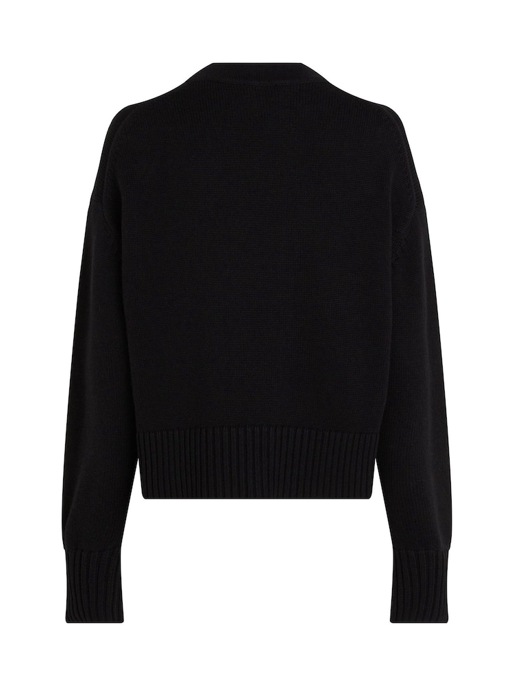 Calvin Klein Black Logo Embroidered Jumper - Image 6 of 6