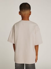 Calvin Klein Grey 100% Cotton Outlined Fleece Mono T-Shirt - Image 2 of 5