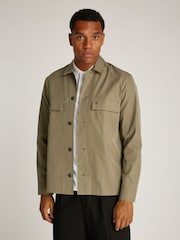 Calvin Klein Brown Boxy Cotton Blend Overshirt - Image 1 of 6