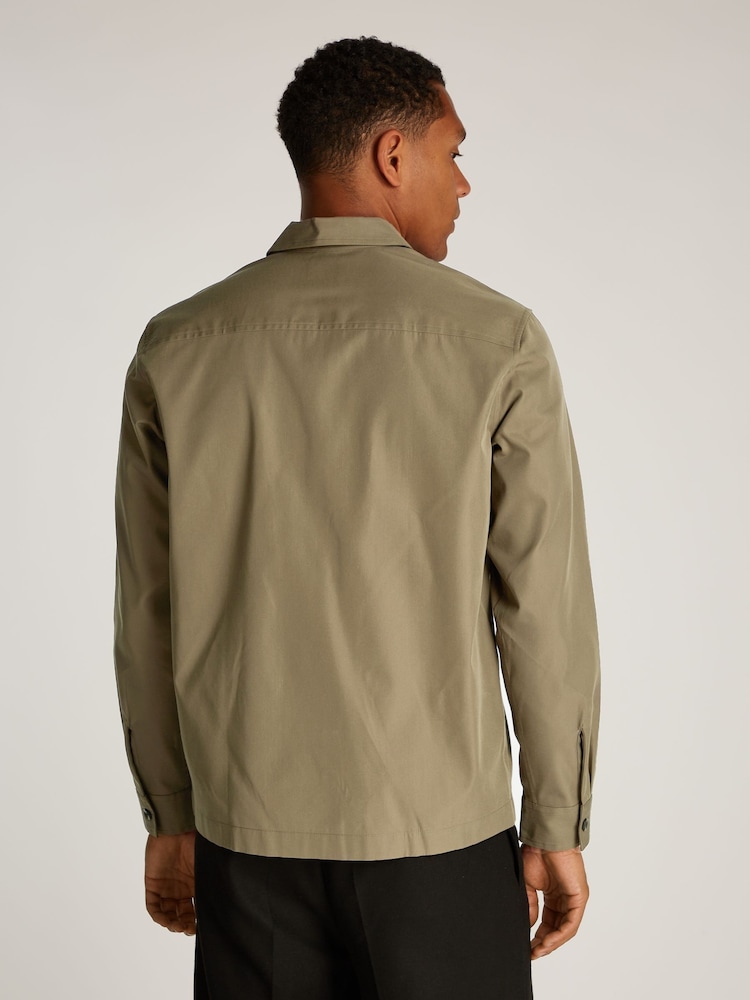 Calvin Klein Brown Boxy Cotton Blend Overshirt - Image 2 of 6 Calvin Klein Brown Boxy Cotton Blend Overshirt - Image 2 of 6