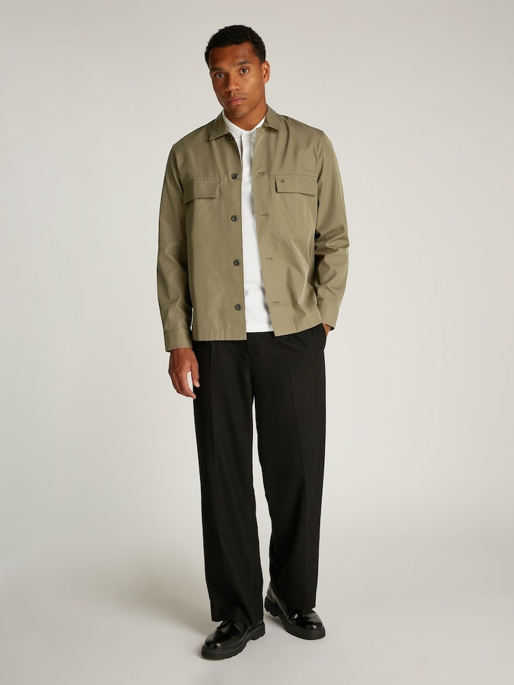 Calvin Klein Brown Boxy Cotton Blend Overshirt - Image 4 of 6