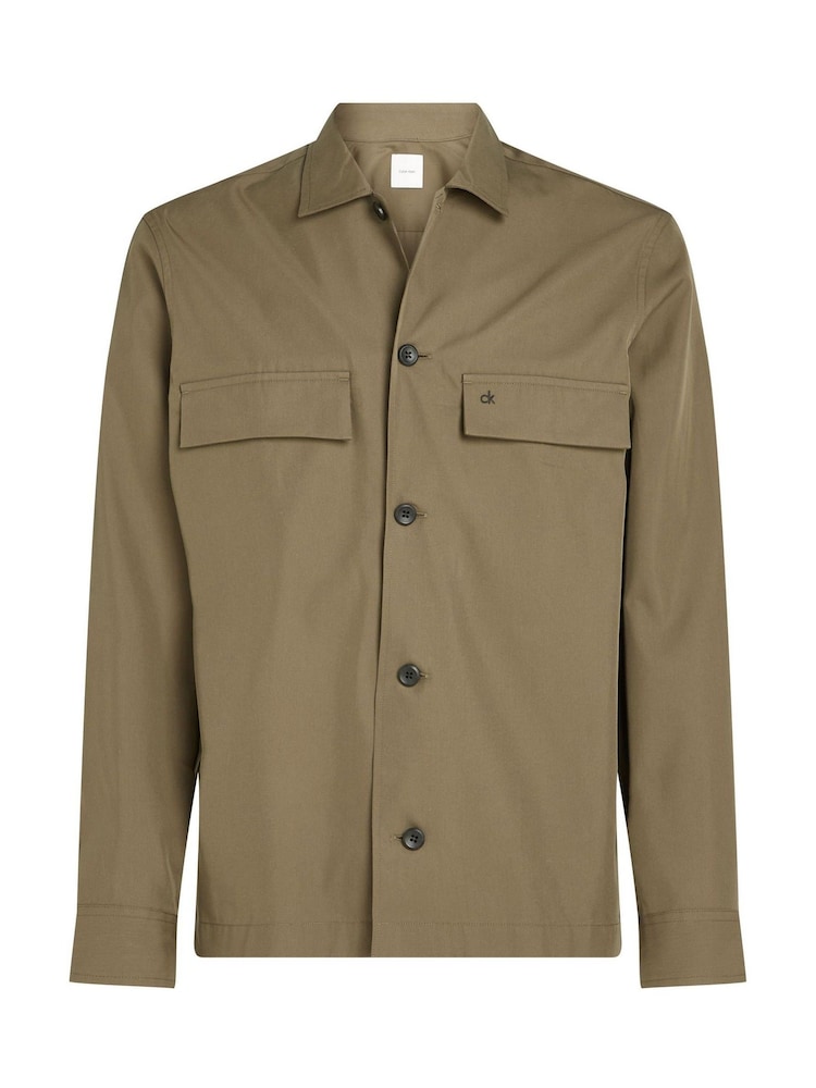 Calvin Klein Brown Boxy Cotton Blend Overshirt - Image 5 of 6