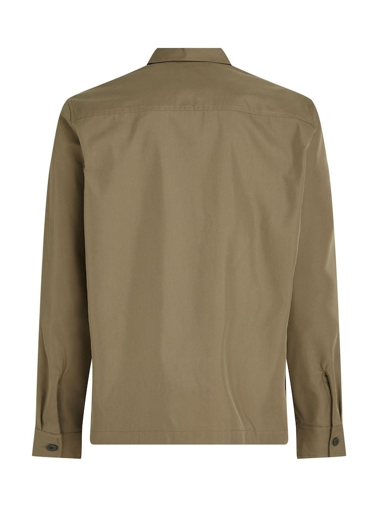 Calvin Klein Brown Boxy Cotton Blend Overshirt - Image 6 of 6