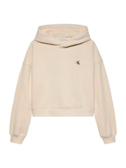 Calvin Klein Cream Stretch Cotton Hoodie With Handwriting Logo - Image 4 of 5