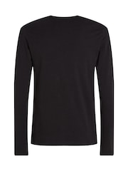 Calvin Klein Black Slim Stretch Cotton Long Sleeve T-Shirt - Image 2 of 3