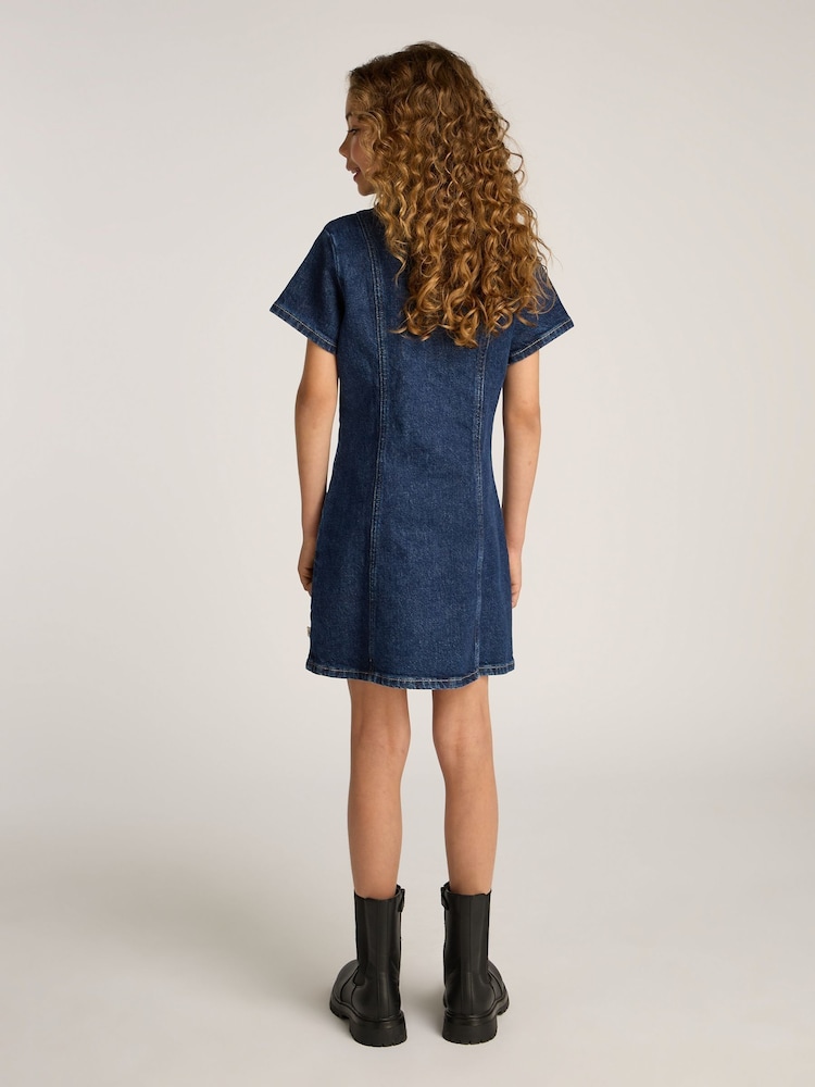 Calvin Klein Blue Double Breasted Denim A-Line Dress - Image 2 of 5