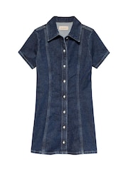 Calvin Klein Blue Double Breasted Denim A-Line Dress - Image 4 of 5