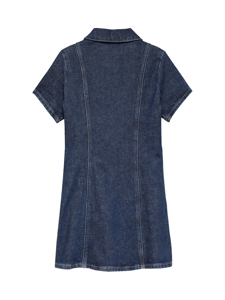 Calvin Klein Blue Double Breasted Denim A-Line Dress - Image 5 of 5