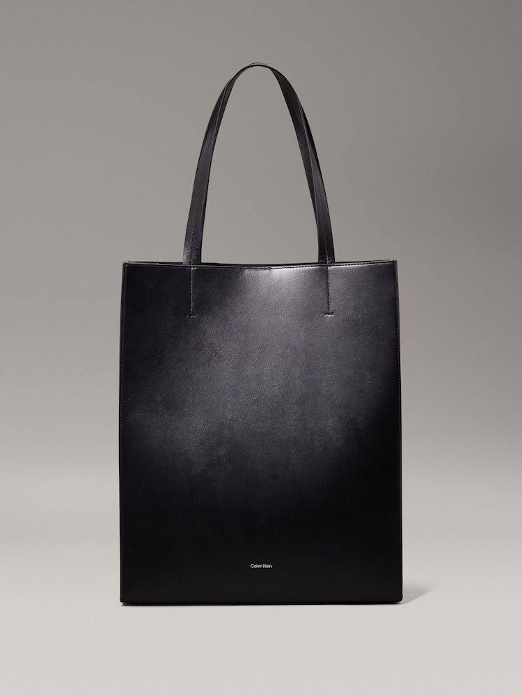 Calvin Klein Black Leather Mini Tote Bag - Image 1 of 6
