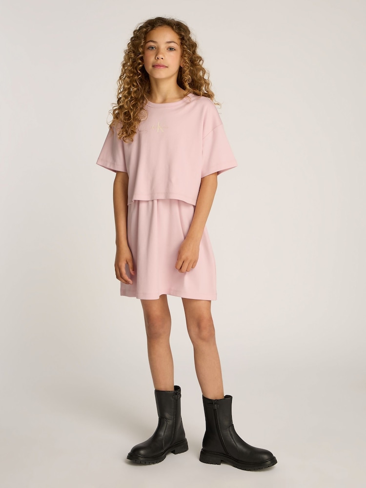 Calvin Klein Pink Short Sleeve 100% Cotton T-Shirt Dress - Image 1 of 5