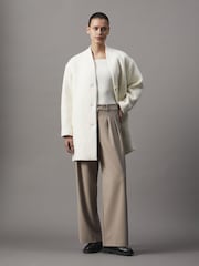Calvin Klein Grey Tailored Low Rise Wide Leg Trousers - Image 1 of 6