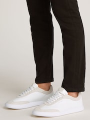Calvin Klein White Cupsole Lace Up Suede Trainers - Image 1 of 5