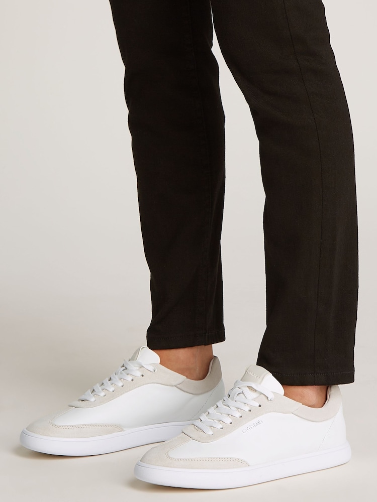 Calvin Klein White Cupsole Lace Up Suede Trainers - Image 1 of 5
