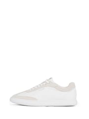 Calvin Klein White Cupsole Lace Up Suede Trainers - Image 2 of 5