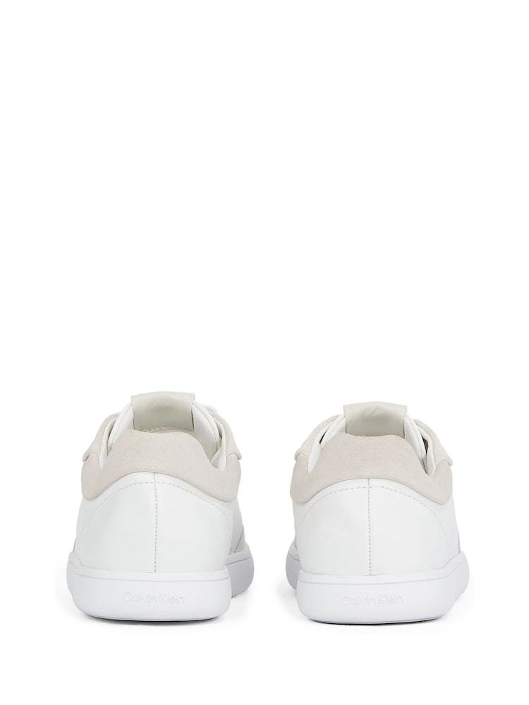 Calvin Klein White Cupsole Lace Up Suede Trainers - Image 4 of 5