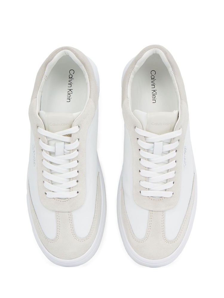 Calvin Klein White Cupsole Lace Up Suede Trainers - Image 5 of 5