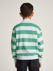 Calvin Klein green Stripe Quarter Zip 100% Cotton Sweatshirt - Image 2 of 5