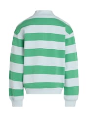 Calvin Klein green Stripe Quarter Zip 100% Cotton Sweatshirt - Image 5 of 5