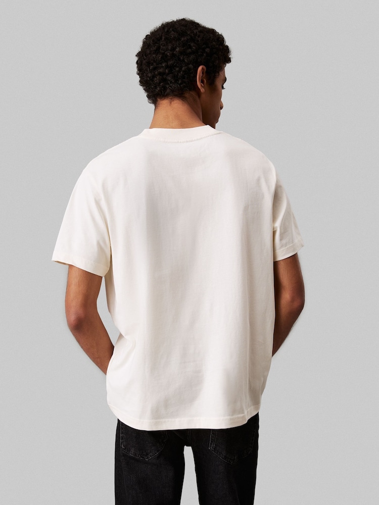 Бежевый - Calvin Klein 100% Cotton Monologo T-Shirt - Image 2 of 5