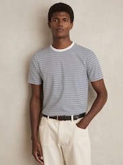 Reiss Bay Mercerised-Cotton Stripe T-Shirt - Image 1 of 6