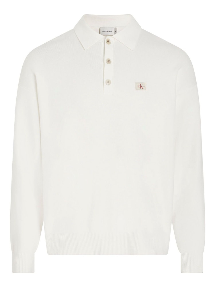 Calvin Klein White Cotton Polo Jumper - Image 1 of 3