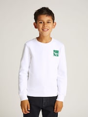 Calvin Klein White Relaxed Crew Neck 100% Cotton Sweatshirt - Image 1 of 5