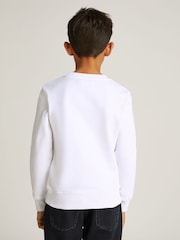 Calvin Klein White Relaxed Crew Neck 100% Cotton Sweatshirt - Image 2 of 5