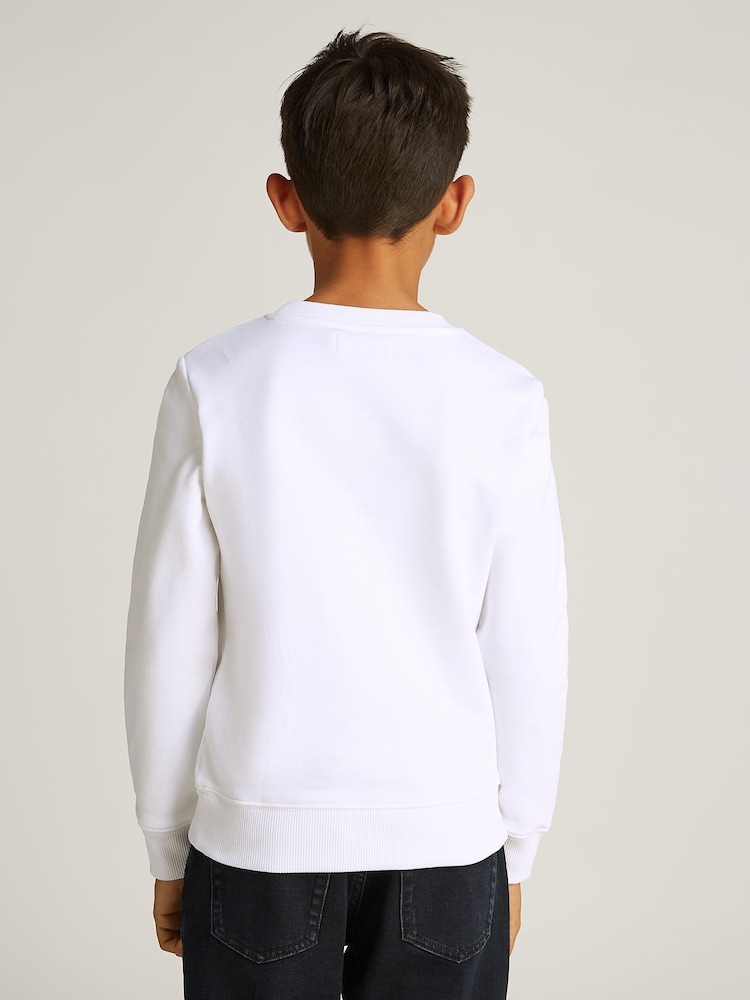Calvin Klein White Relaxed Crew Neck 100% Cotton Sweatshirt - Image 2 of 5